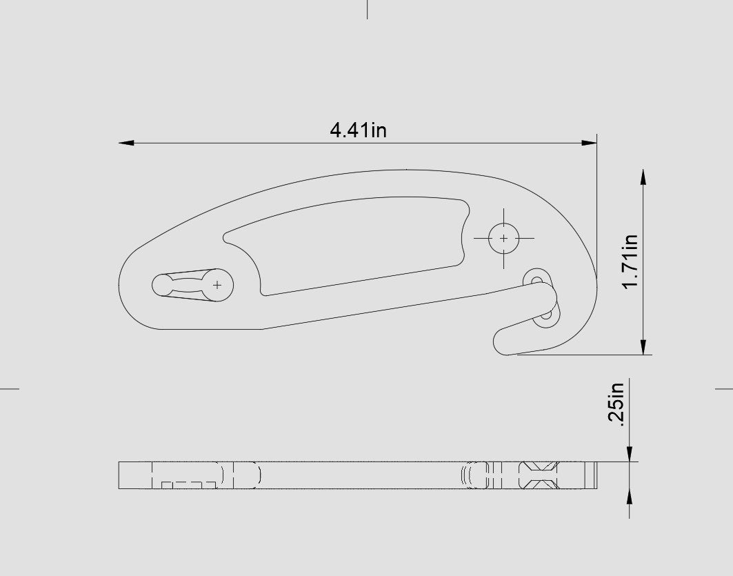 Cull Works FlatStack crab pot door hook dimensions, 4-1/4 inch overall and 3-1/2 inch cinch center to hook center