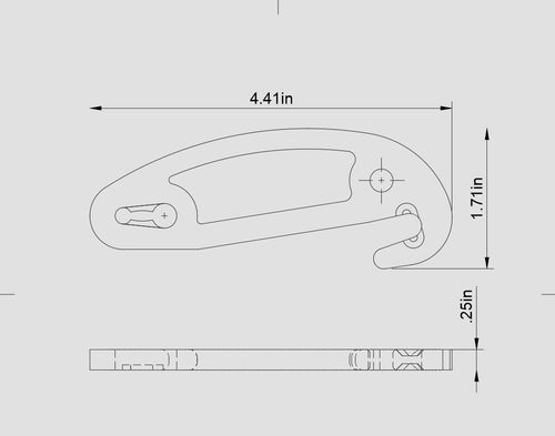 Cull Works FlatStack crab pot door hook dimensions, 4-1/4 inch overall and 3-1/2 inch cinch center to hook center